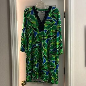 Lilly Pulitzer Green and Blue Leaf Print Dress